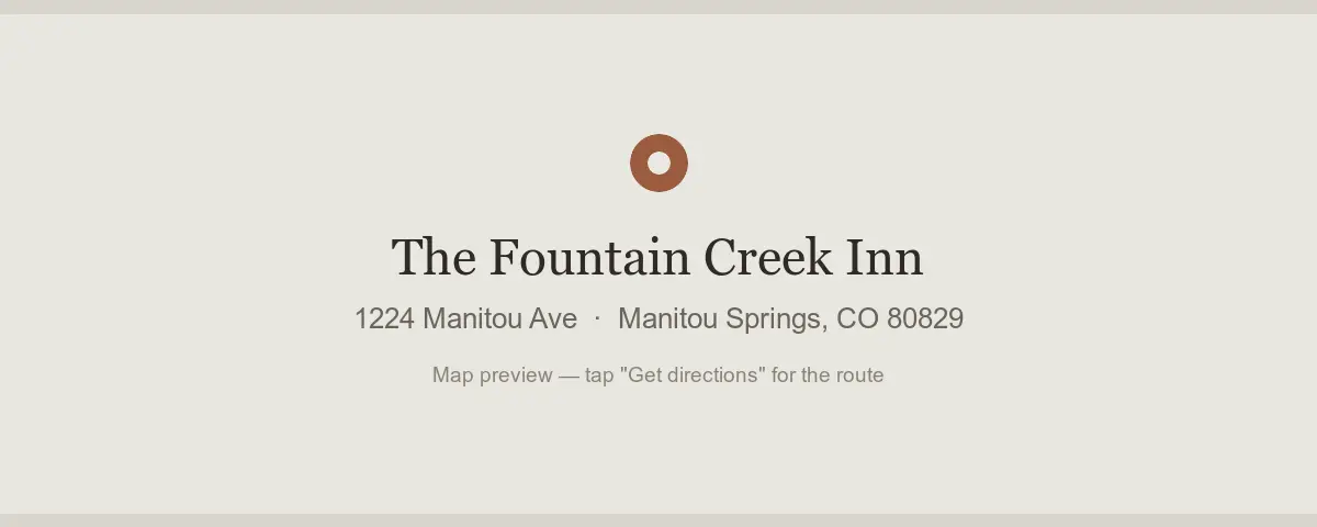 Map showing The Fountain Creek Inn at 1224 Manitou Ave, Manitou Springs, CO