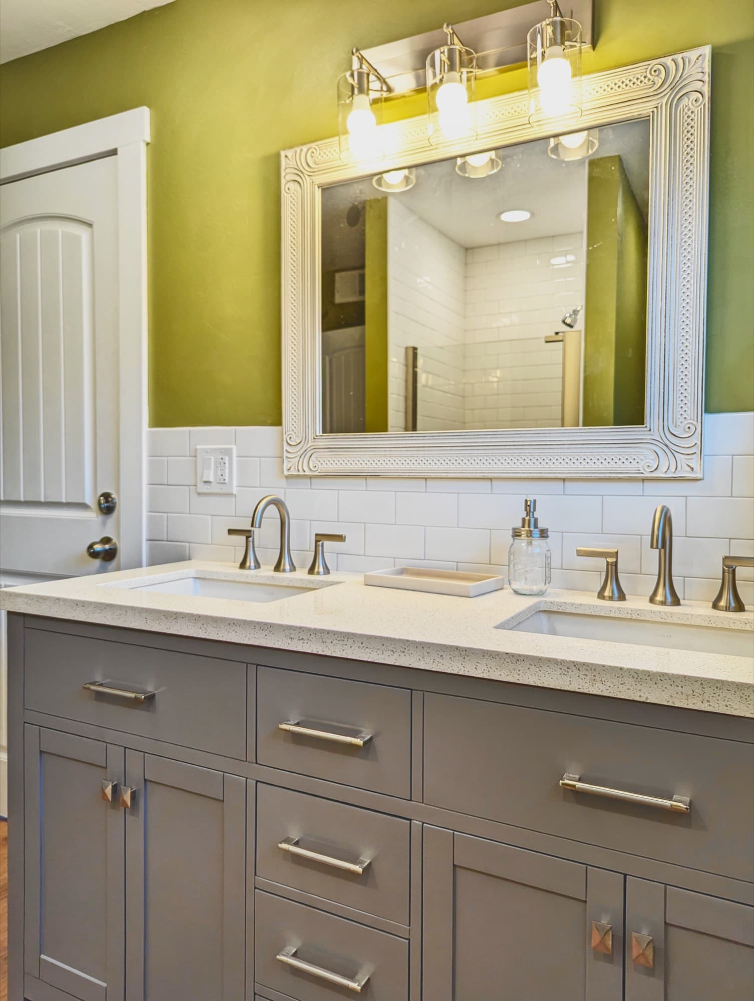 Garden House bathroom with stone tile finishes
